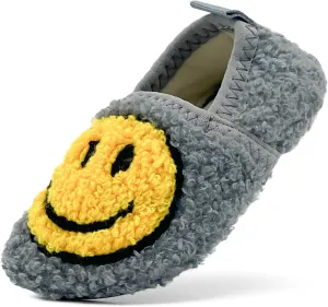 sharllen Smile Face Slippers Kids Girls Boys Plush Cute Warm Soft Happy Face Socks Slippers Shoes Fuzzy Cozy Non-Slip Toddler Slide Slippers for Little Big Kids Winter Indoor Outdoor