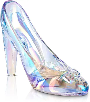 SHOWLOUE Cinderella Shoe Decor, Crystal High Heels Shoes Ornaments Glass Slipper Decoration Gift for Wedding Birthday Halloween Christmas Party, Colorful Transparent