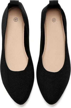 Shupua Women's Flats Shoes Pointed Toe Flats Comfortable Slip on Shoes Flat Dress Shoes Black Ballet Flats for Women
