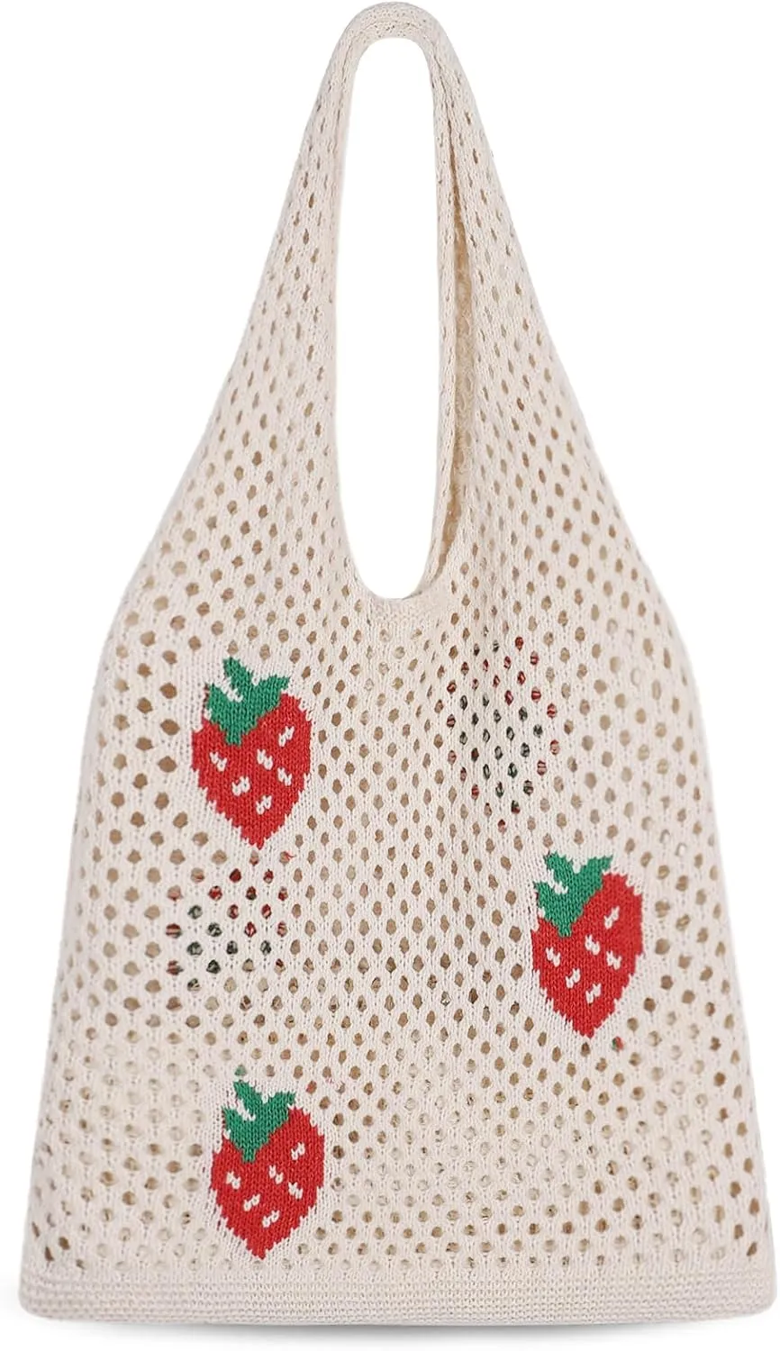 Sightor Crochet Tote Bag, Mesh Beach Bag Knit Summer Hobo Bag Vacation Boho Tote Bag for Women