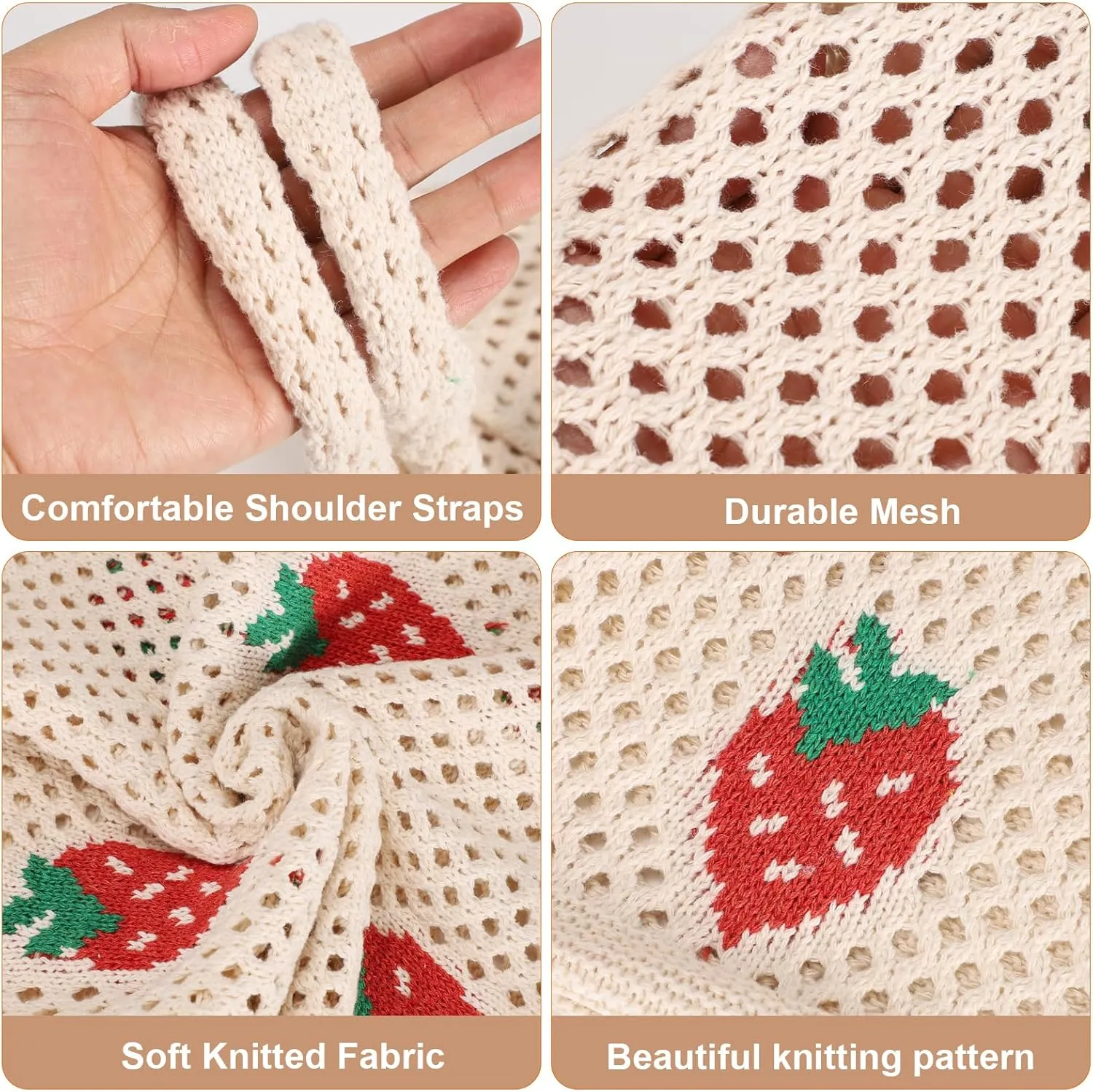 Sightor Crochet Tote Bag, Mesh Beach Bag Knit Summer Hobo Bag Vacation Boho Tote Bag for Women