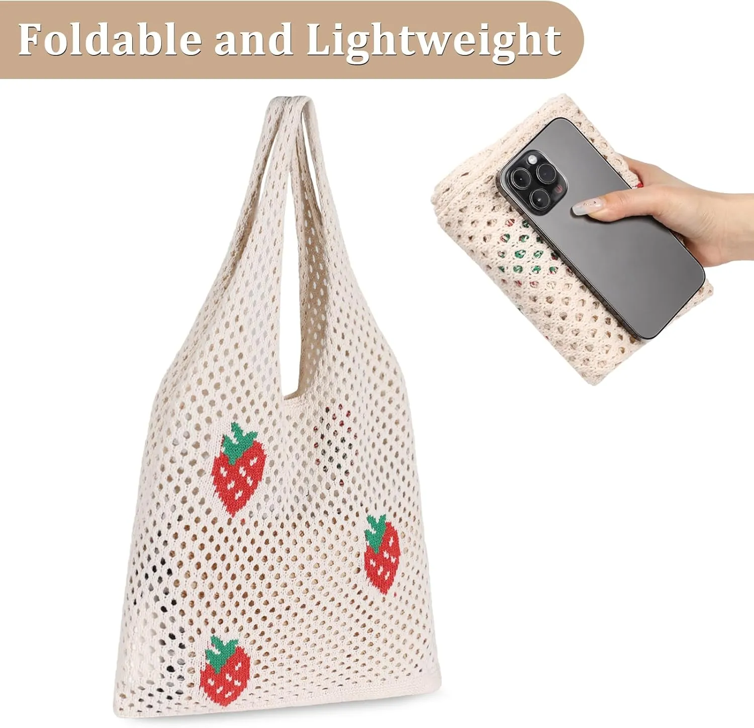 Sightor Crochet Tote Bag, Mesh Beach Bag Knit Summer Hobo Bag Vacation Boho Tote Bag for Women