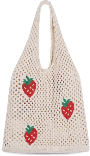 Sightor Crochet Tote Bag, Mesh Beach Bag Knit Summer Hobo Bag Vacation Boho Tote Bag for Women