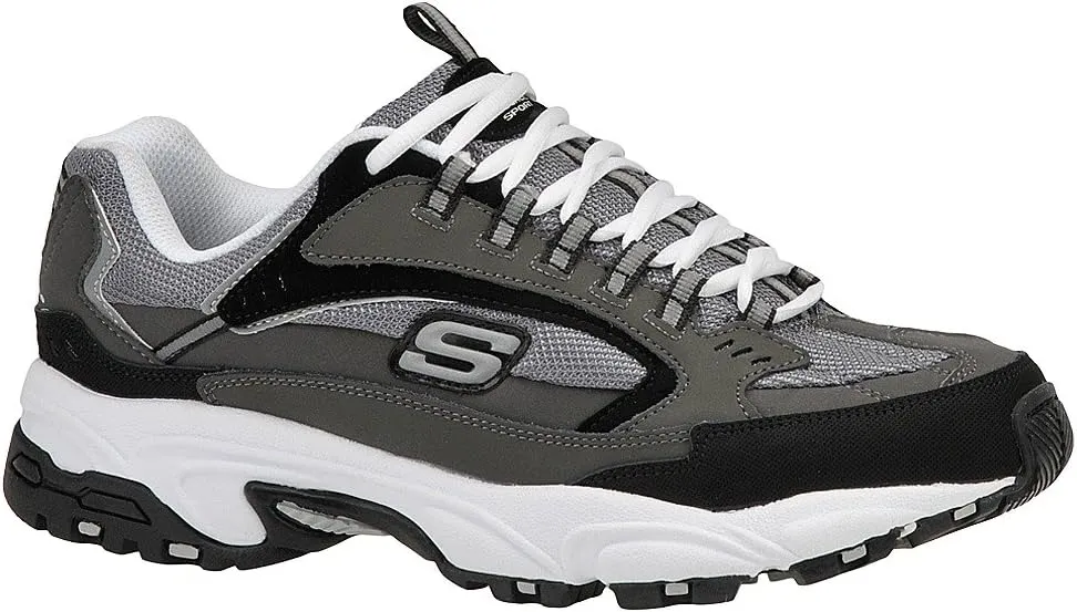 Skechers Sport Men's Stamina Nuovo Cutback Lace-Up Sneaker,Charcoal/Black,11 M US