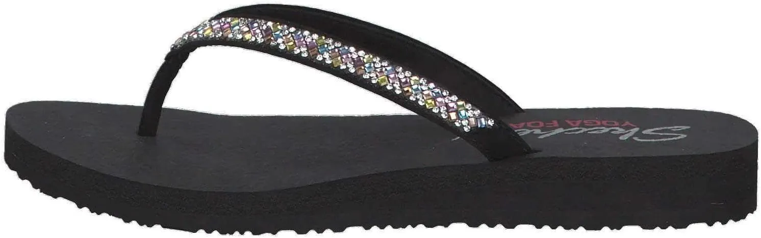 Skechers Women's Meditation Perfect 10 Square Rhinestone Embellished Thong