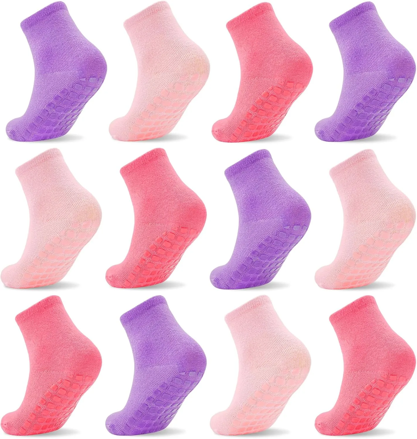 SkiBeaut Toddlers Socks Kids Grip Boy Girl Non Slip Skid Sticky Grippers 12 Pack Kid Slipper Toddler Socks Age 1-7