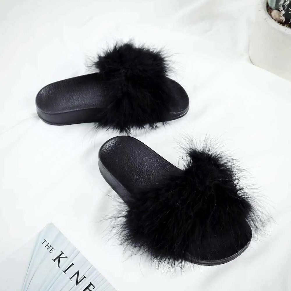 Sliders for Women, Women Slippers Comfortable Soft Winter Warm Home Slipper Fashion Faux Flops Shoes Fluffy Woman for Indoor Outdoor Fashion Sandals