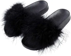 Sliders for Women, Women Slippers Comfortable Soft Winter Warm Home Slipper Fashion Faux Flops Shoes Fluffy Woman for Indoor Outdoor Fashion Sandals
