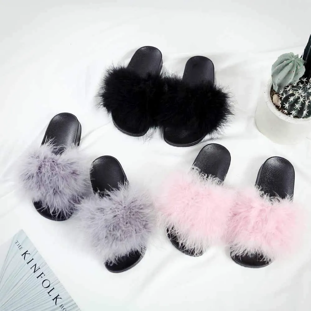 Sliders for Women, Women Slippers Comfortable Soft Winter Warm Home Slipper Fashion Faux Flops Shoes Fluffy Woman for Indoor Outdoor Fashion Sandals