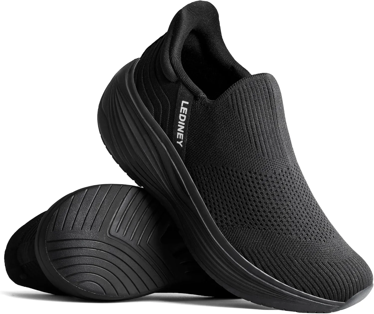 Slip On Shoes Women Go Walk Platform Tennis Walking Sock Sneakers Flex Hands Free Slip in Zapatos para Mujer Black