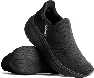 Slip On Shoes Women Go Walk Platform Tennis Walking Sock Sneakers Flex Hands Free Slip in Zapatos para Mujer Black