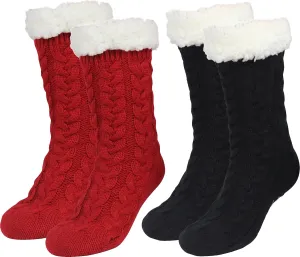 Slipper Socks for Women with Gripper - Winter Non Slip Thick Fuzzy Socks - Warm Cozy Christmas Gift
