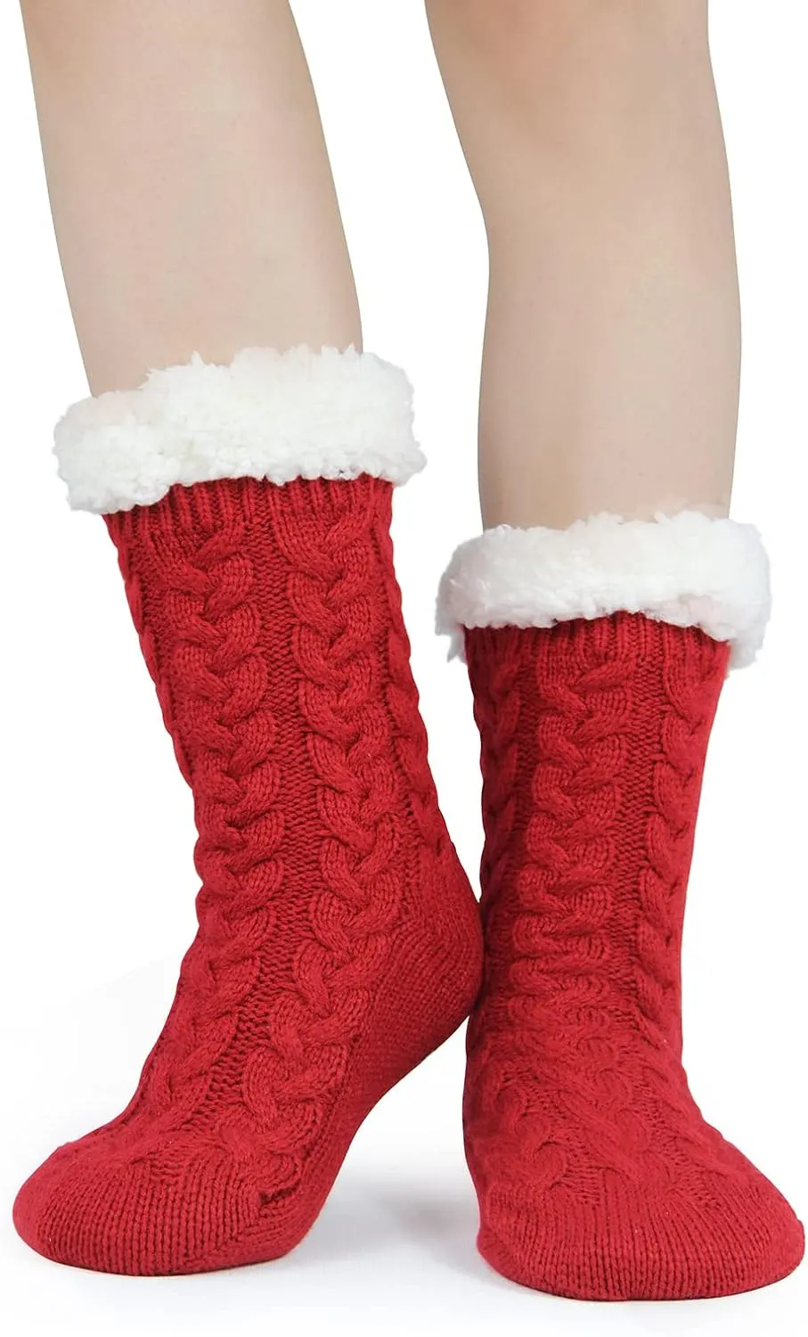 Slipper Socks for Women with Gripper - Winter Non Slip Thick Fuzzy Socks - Warm Cozy Christmas Gift