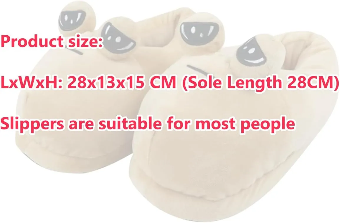 Slippers Alien Sad Pou Plush Doll Animal Fluffy Slippers for Children Adults Women Funny Winter