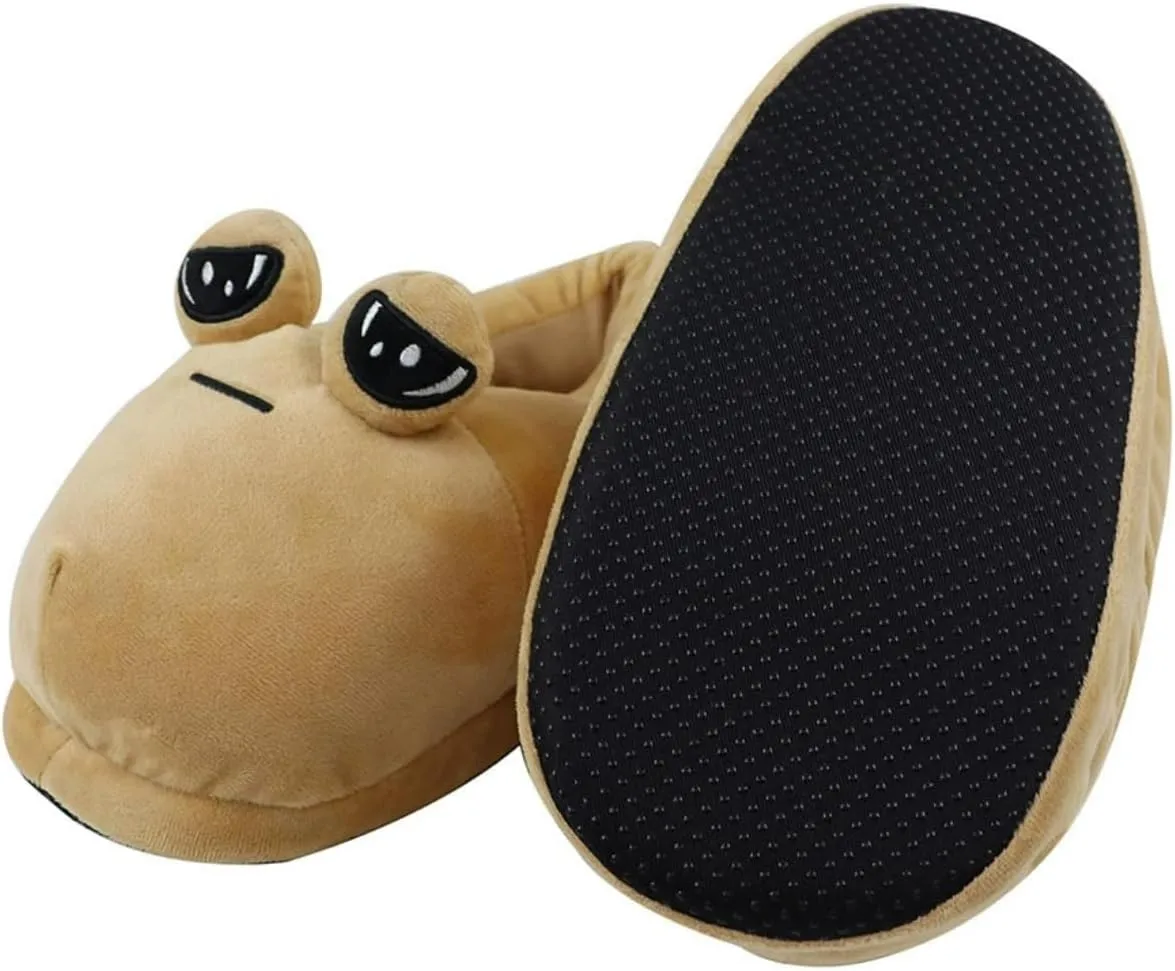 Slippers Alien Sad Pou Plush Doll Animal Fluffy Slippers for Children Adults Women Funny Winter