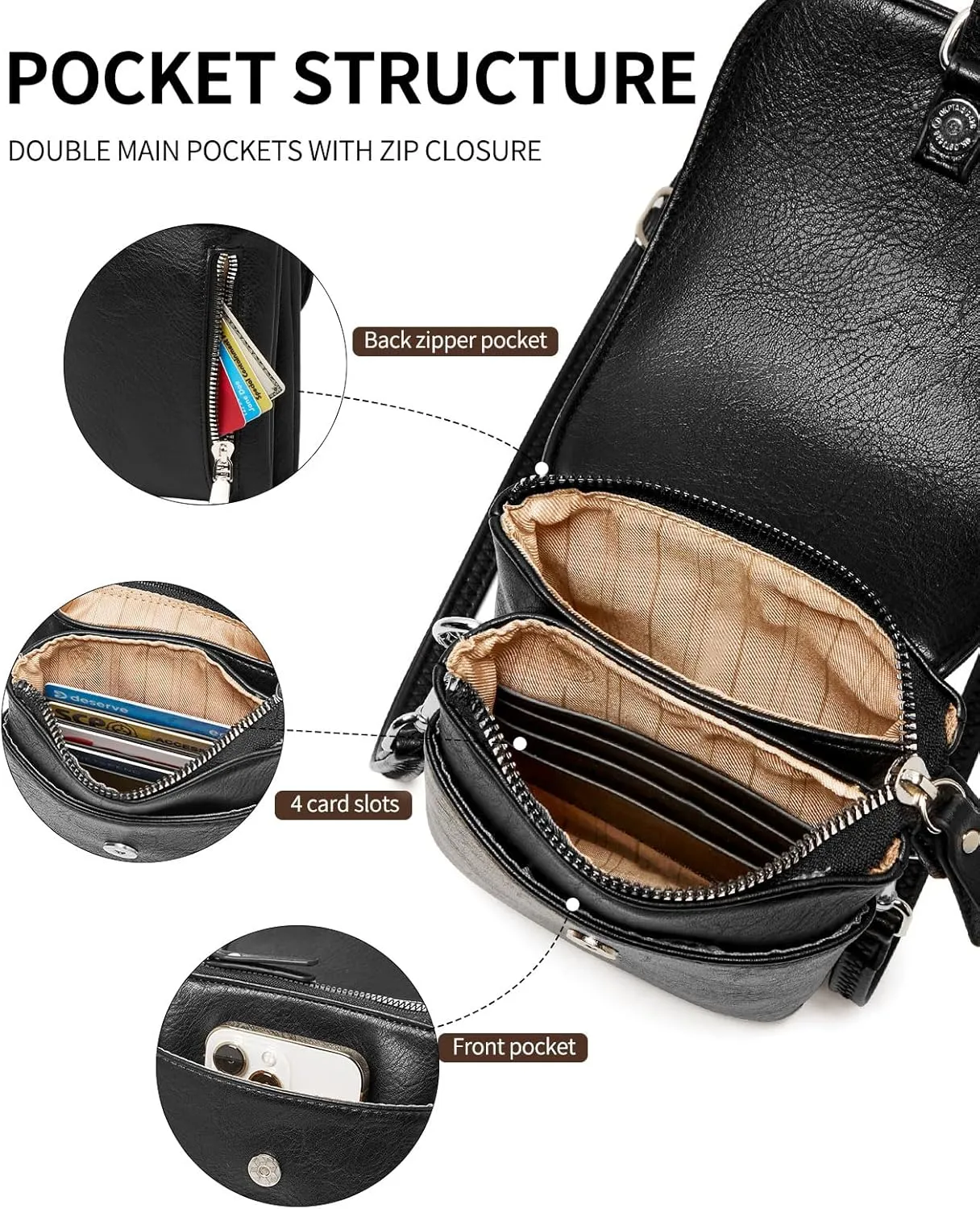 Small Crossbody Bags for women,Soft Leather Cell Phone Purse Lightweight,Little Crossbody Purses Women Trendy with Card slots