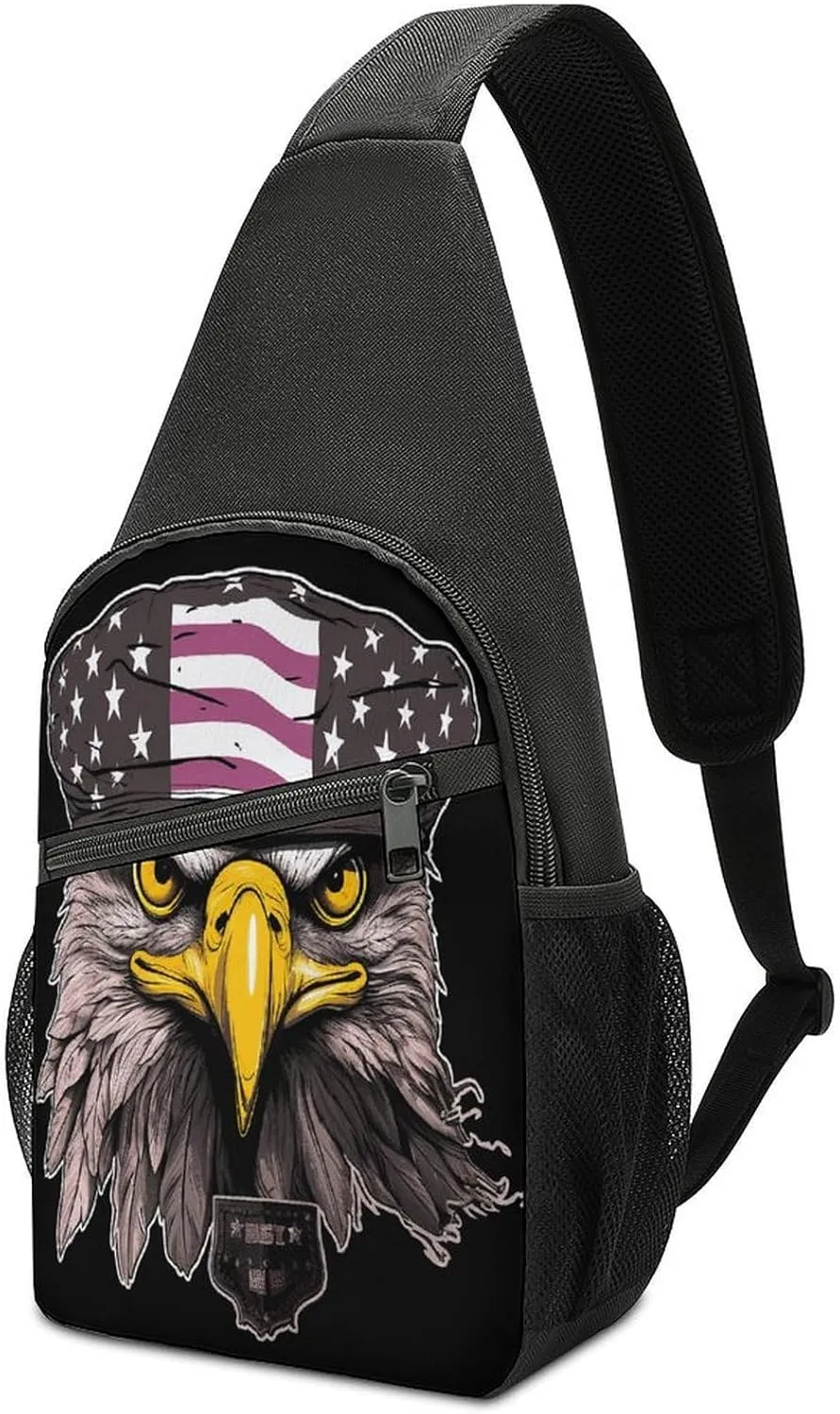 Small Sling Chest Bag Crossbody Bag for Men Women,Cool Eagle Lightweight Gym Daypack for Travel Cycling Hiking