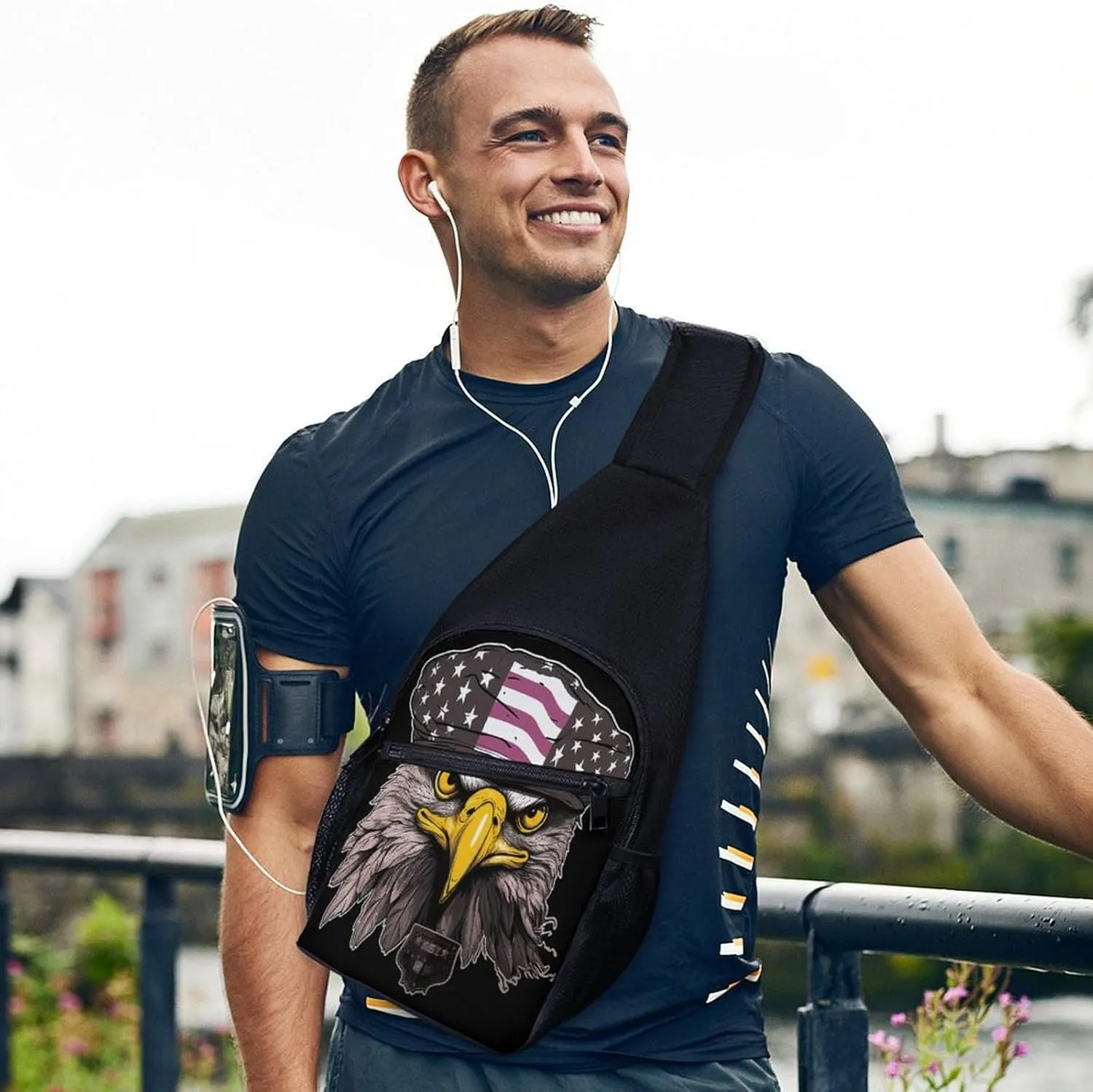 Small Sling Chest Bag Crossbody Bag for Men Women,Cool Eagle Lightweight Gym Daypack for Travel Cycling Hiking