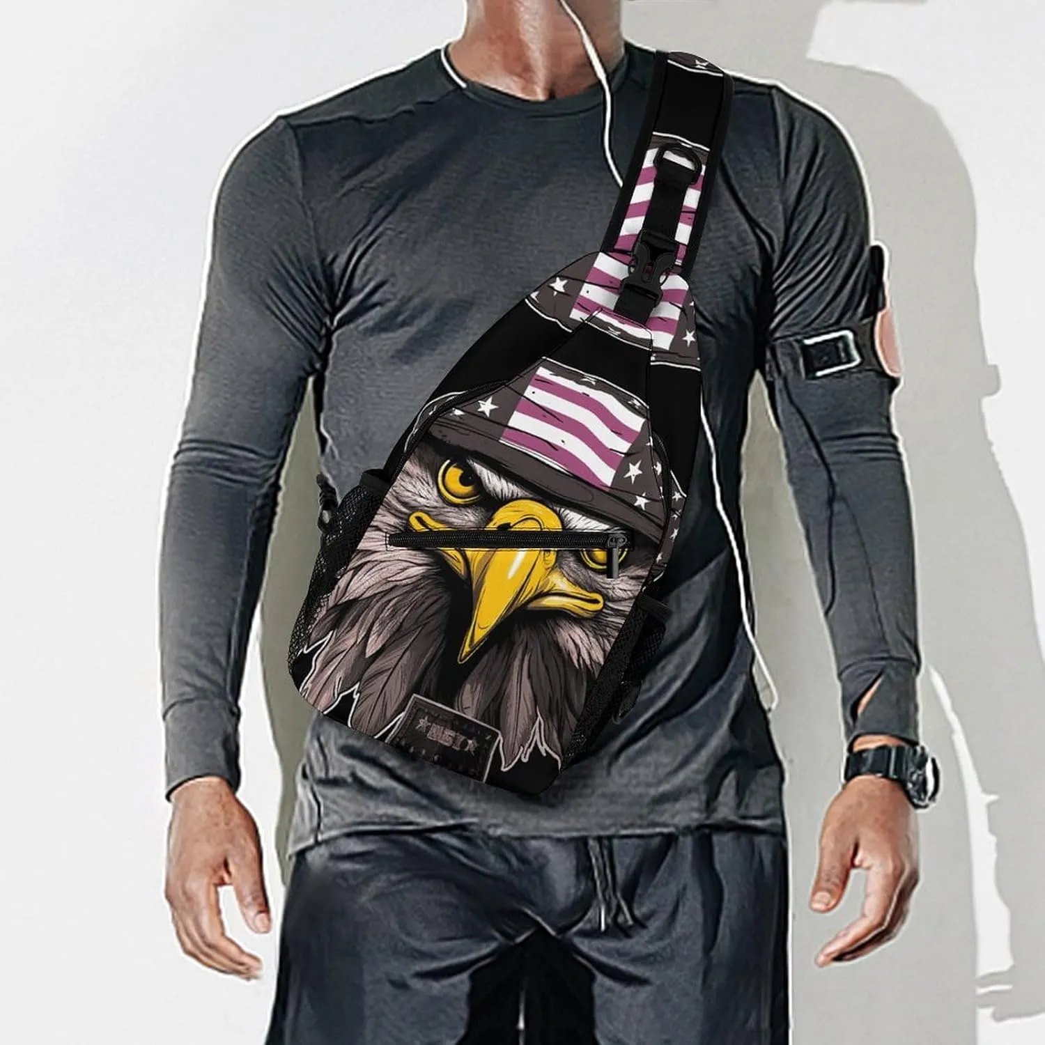 Small Sling Chest Bag Crossbody Bag for Men Women,Cool Eagle Lightweight Gym Daypack for Travel Cycling Hiking