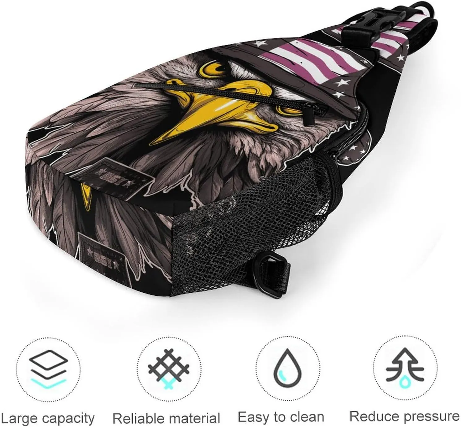 Small Sling Chest Bag Crossbody Bag for Men Women,Cool Eagle Lightweight Gym Daypack for Travel Cycling Hiking