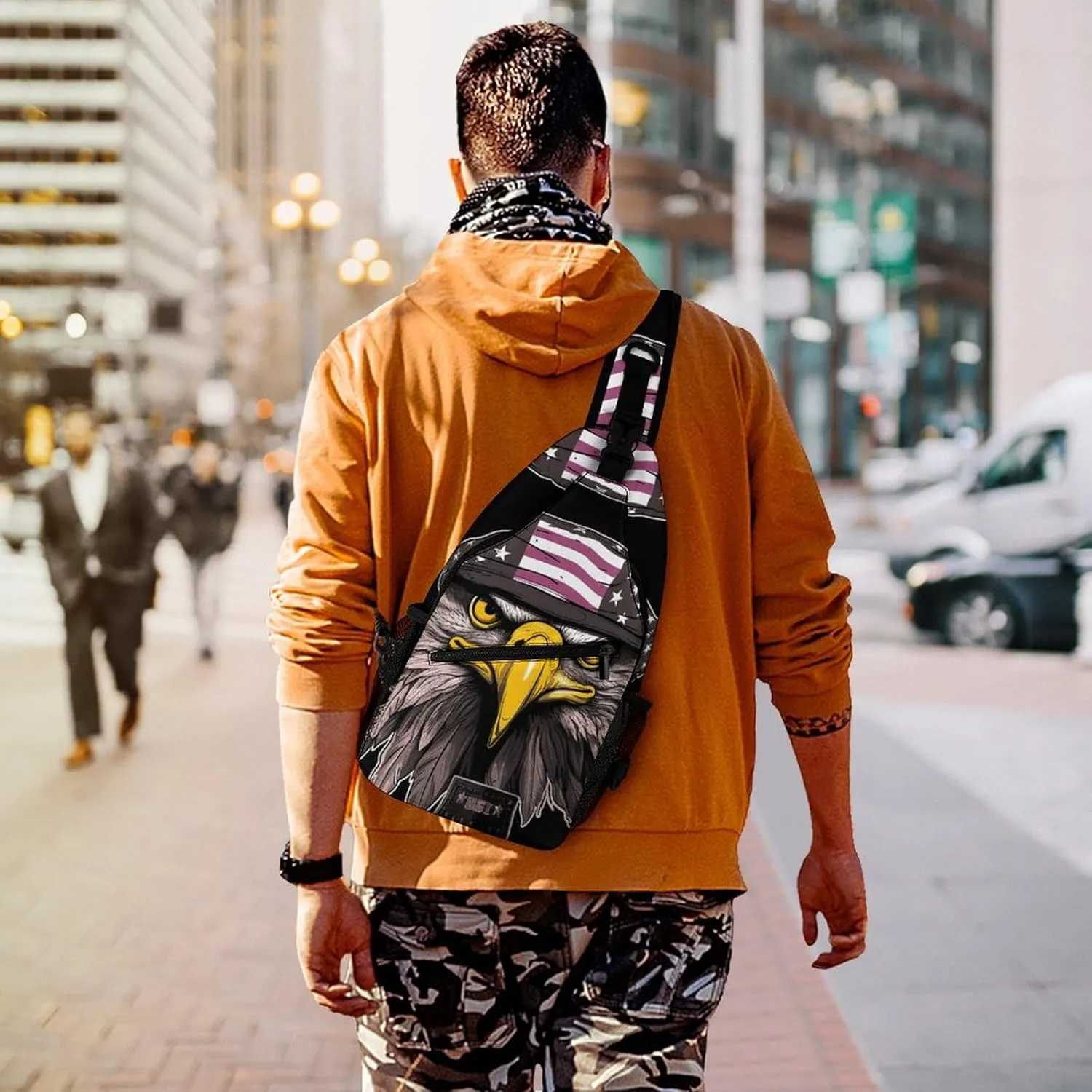 Small Sling Chest Bag Crossbody Bag for Men Women,Cool Eagle Lightweight Gym Daypack for Travel Cycling Hiking