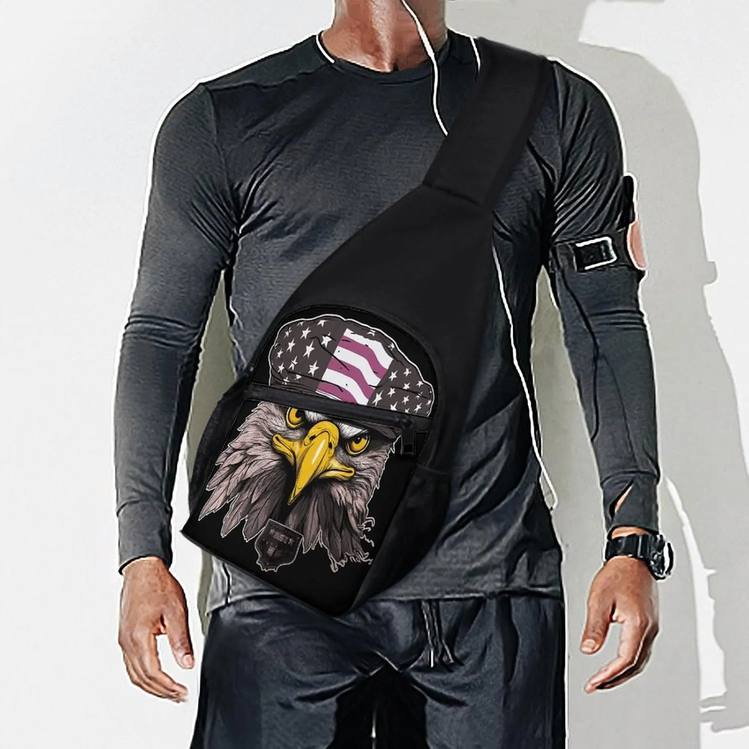 Small Sling Chest Bag Crossbody Bag for Men Women,Cool Eagle Lightweight Gym Daypack for Travel Cycling Hiking