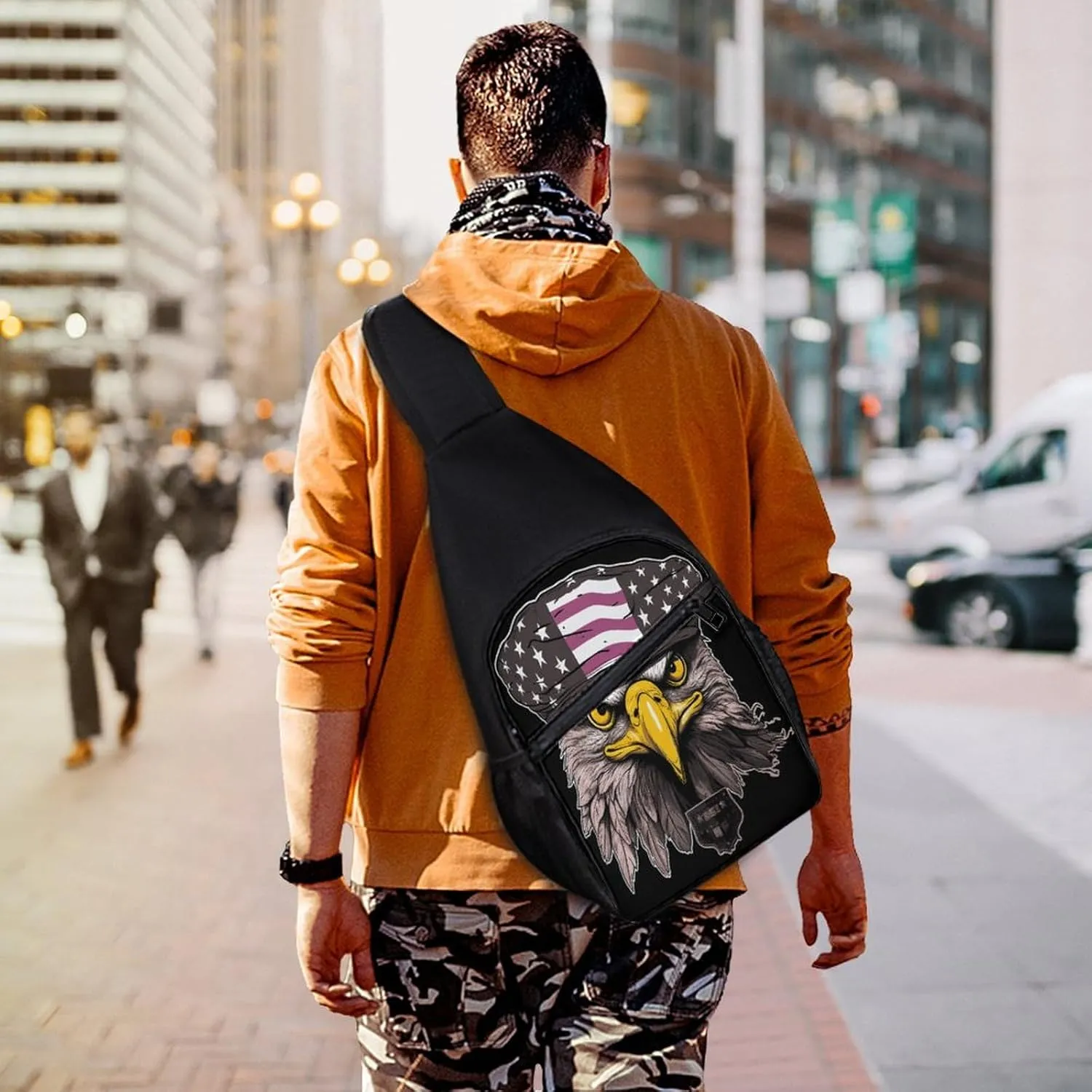 Small Sling Chest Bag Crossbody Bag for Men Women,Cool Eagle Lightweight Gym Daypack for Travel Cycling Hiking