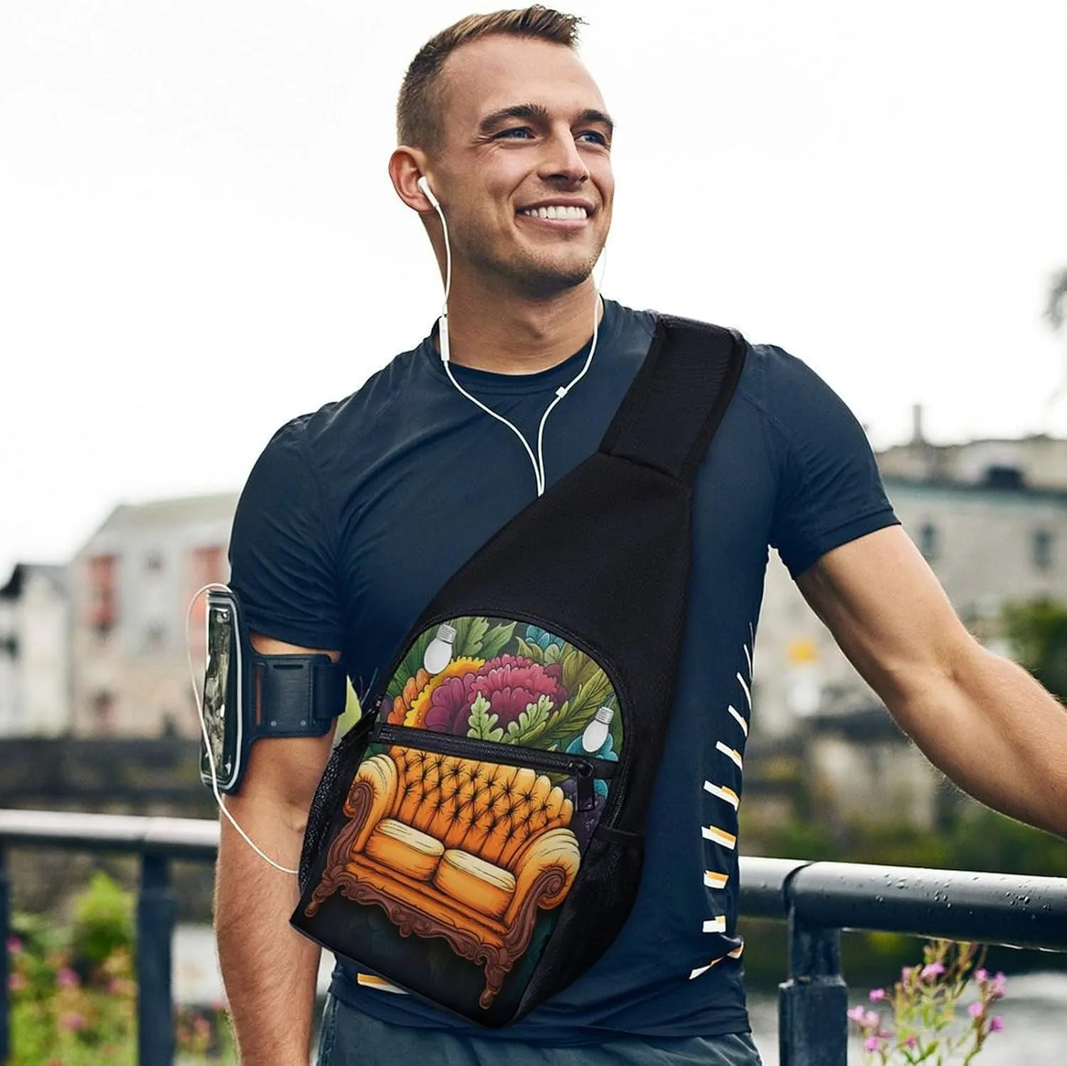 Small Sling Chest Bag Crossbody Bag for Men Women,Couch Lightweight Gym Daypack for Travel Cycling Hiking