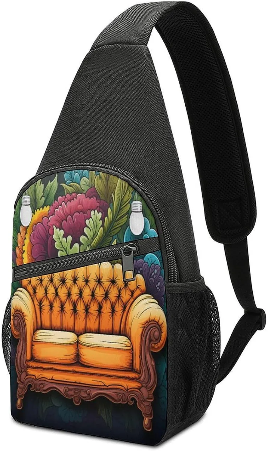 Small Sling Chest Bag Crossbody Bag for Men Women,Couch Lightweight Gym Daypack for Travel Cycling Hiking