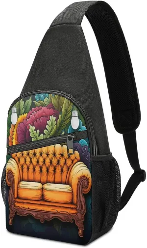 Small Sling Chest Bag Crossbody Bag for Men Women,Couch Lightweight Gym Daypack for Travel Cycling Hiking