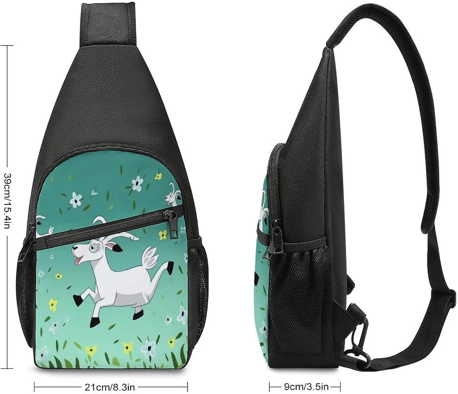 Small Sling Chest Bag Crossbody Bag for Men Women,Goat Frolic Lightweight Gym Daypack for Travel Cycling Hiking