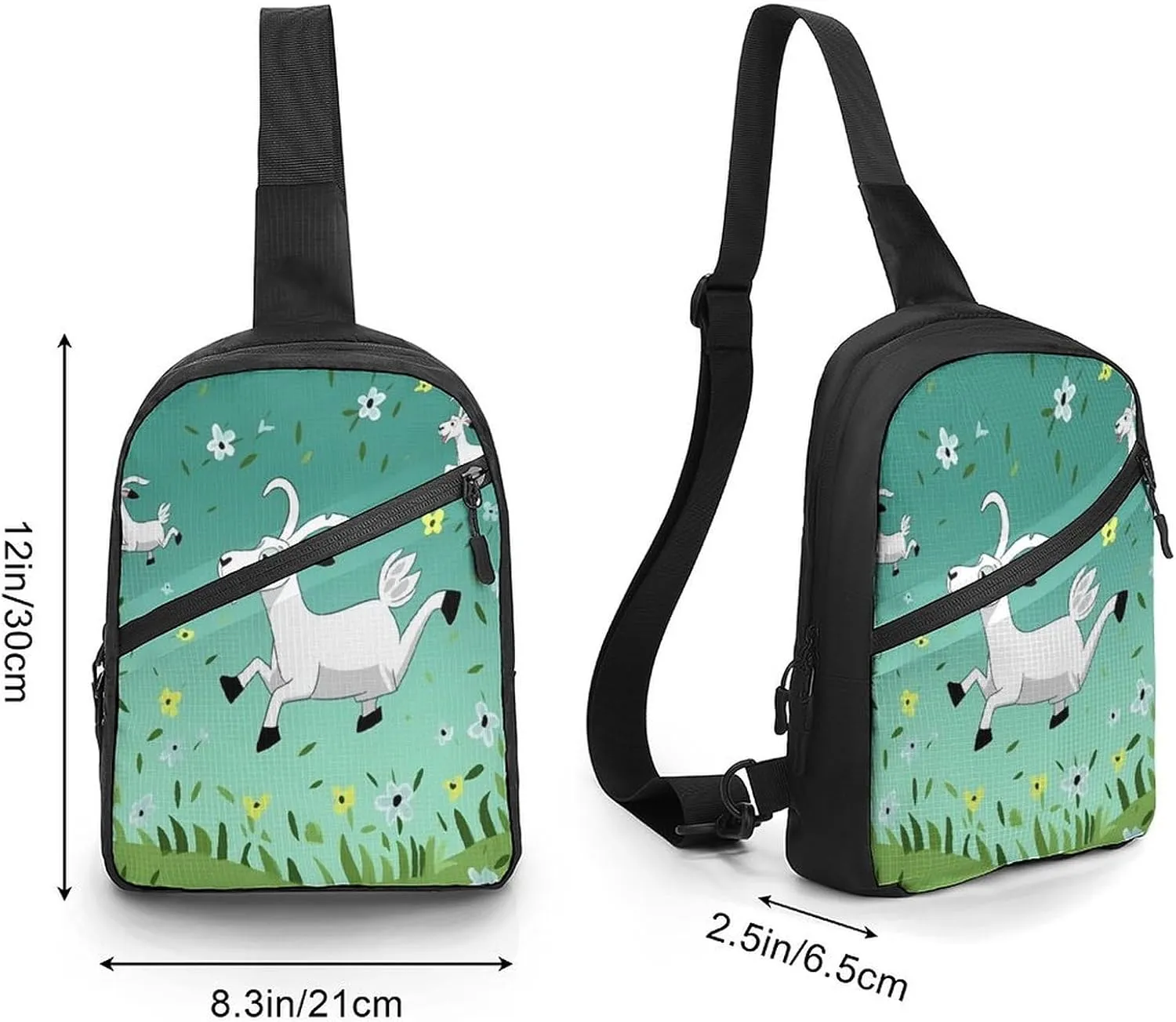 Small Sling Chest Bag Crossbody Bag for Men Women,Goat Frolic Lightweight Gym Daypack for Travel Cycling Hiking