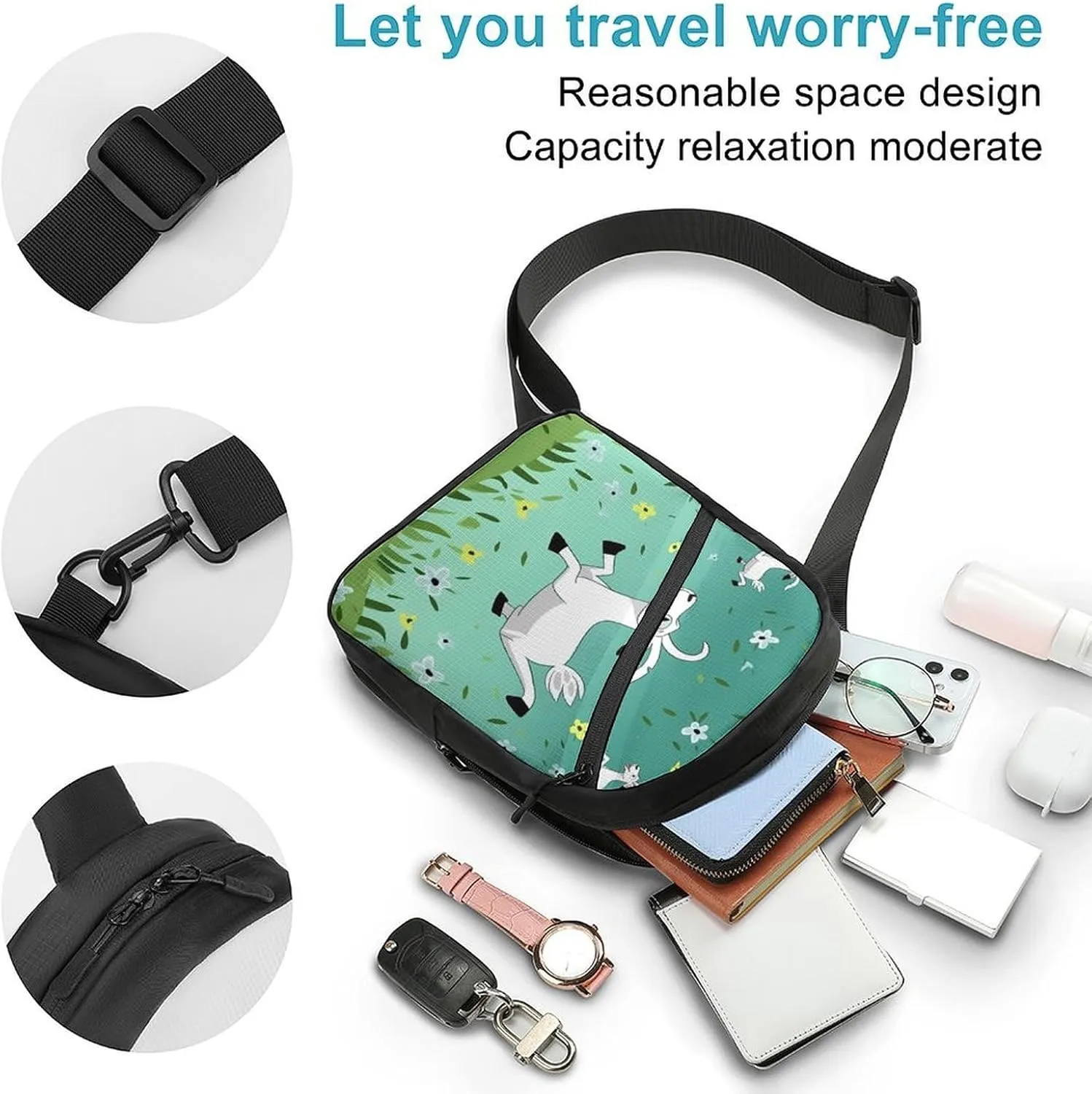 Small Sling Chest Bag Crossbody Bag for Men Women,Goat Frolic Lightweight Gym Daypack for Travel Cycling Hiking