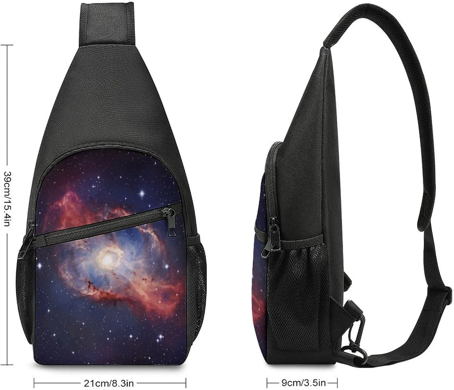 Small Sling Chest Bag Crossbody Bag for Men Women,Universe Gala Lightweight Gym Daypack for Travel Cycling Hiking