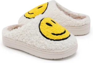 Smile Face Kids Happy Face Soft Plush Warm Slipper Anti-Slip Winter Fluffy House Shoes Soft Memory Foam Comfort Cotton Slippers Indoor and Outdoor