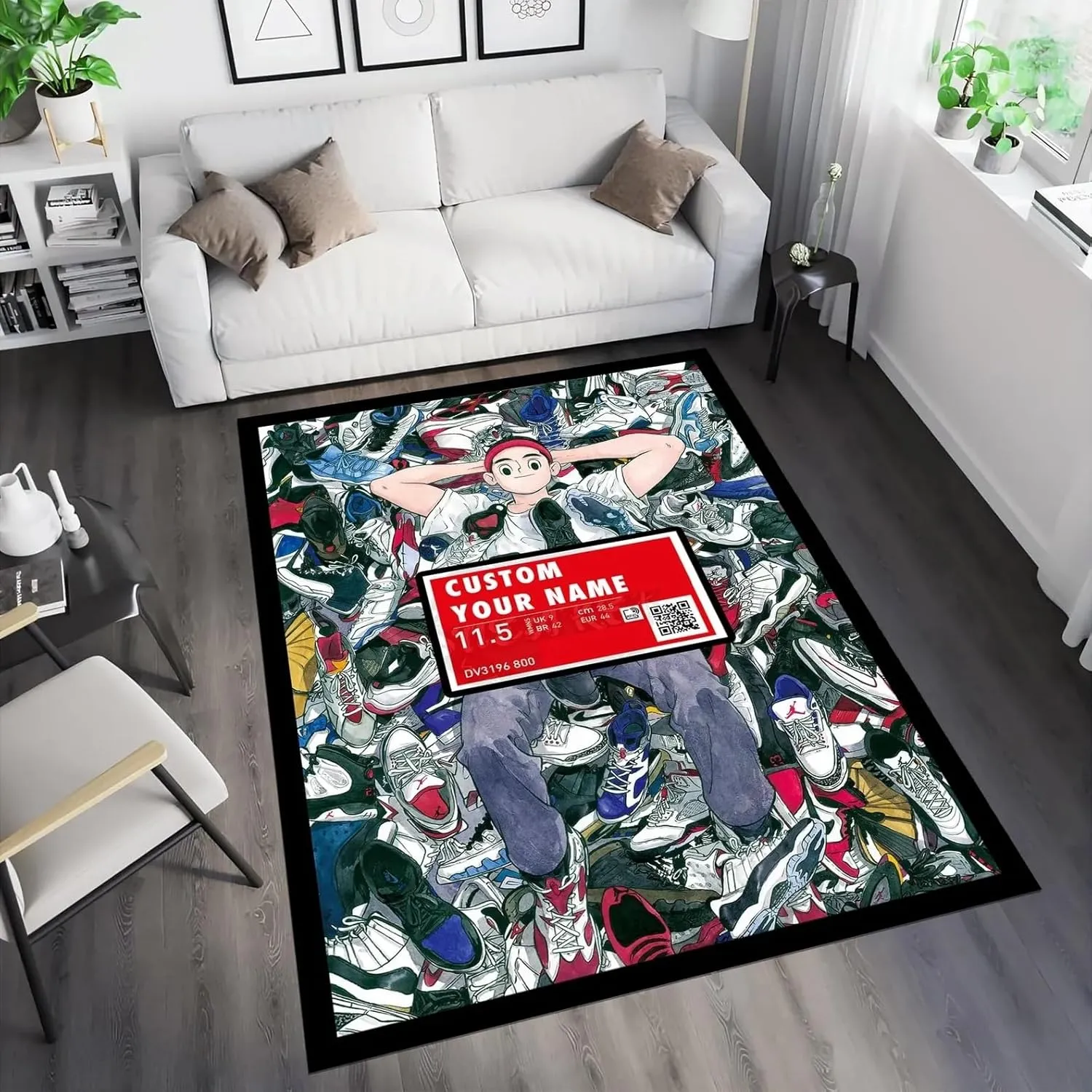 Sneaker Decoration Rug, Cool 3D Shoe Carpet for Sneakerheads, 3x5 4x6 5x7 6x9ft Sneaker Rugs Bedroom & Gamer Rooms Decor 11
