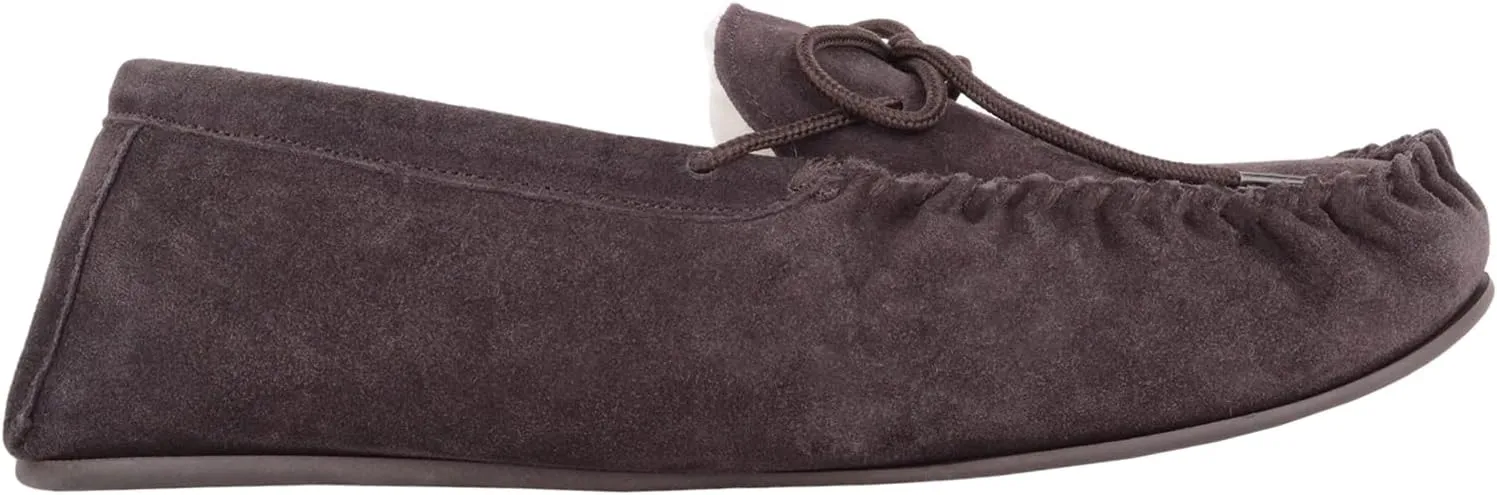 SNUGRUGS Womens Luxury Lambswool Suede Moccasin/Slipper with Rubber Sole