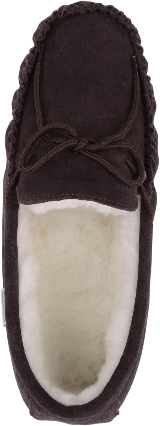 SNUGRUGS Womens Luxury Lambswool Suede Moccasin/Slipper with Rubber Sole
