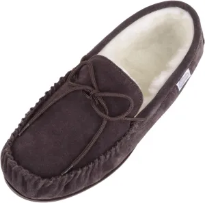 SNUGRUGS Womens Luxury Lambswool Suede Moccasin/Slipper with Rubber Sole