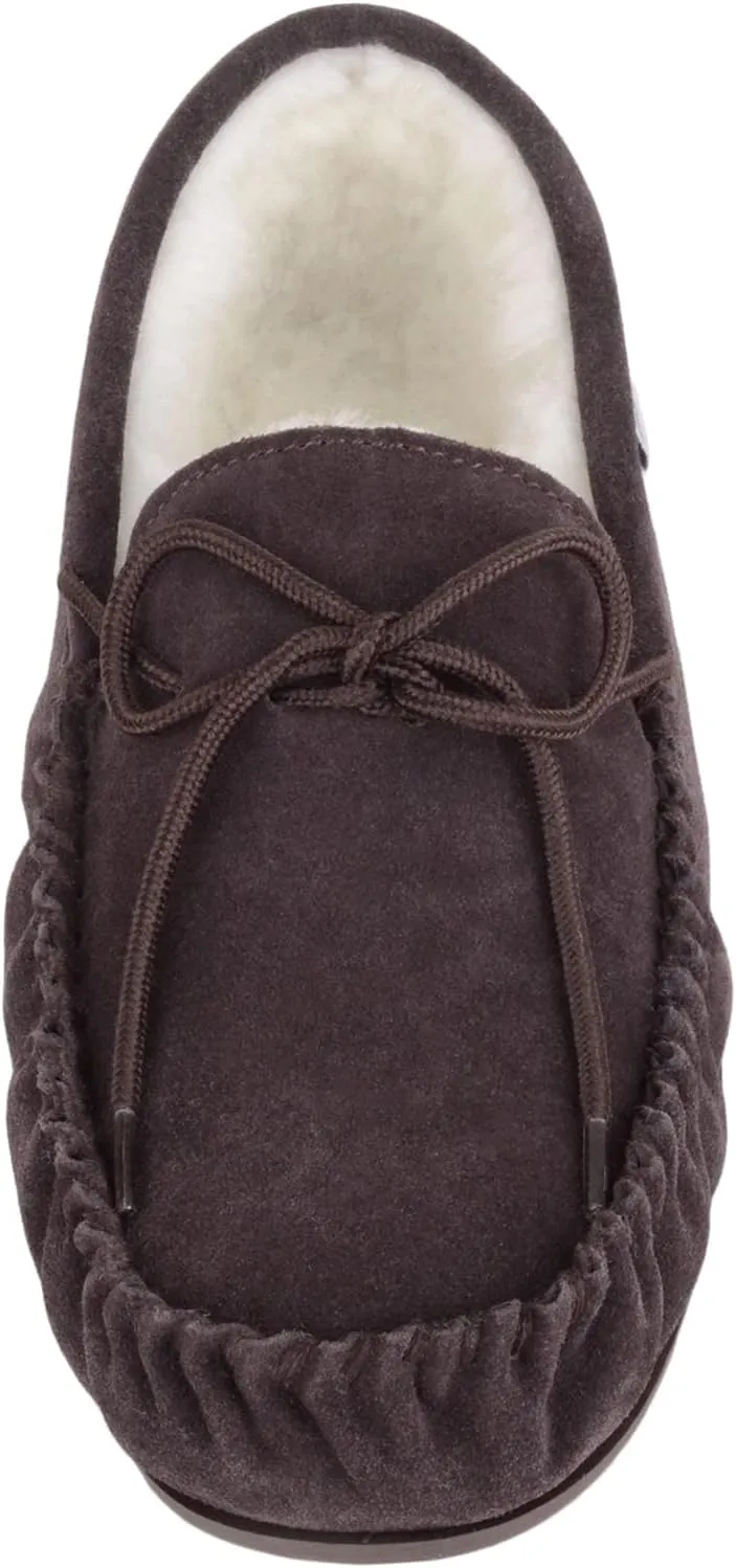 SNUGRUGS Womens Luxury Lambswool Suede Moccasin/Slipper with Rubber Sole