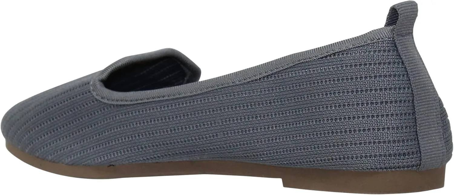 SOBEYO Ballet Flats Comfort Soft-Sole Breathable Sweater Fabric Lightweight Round Toe Shoes