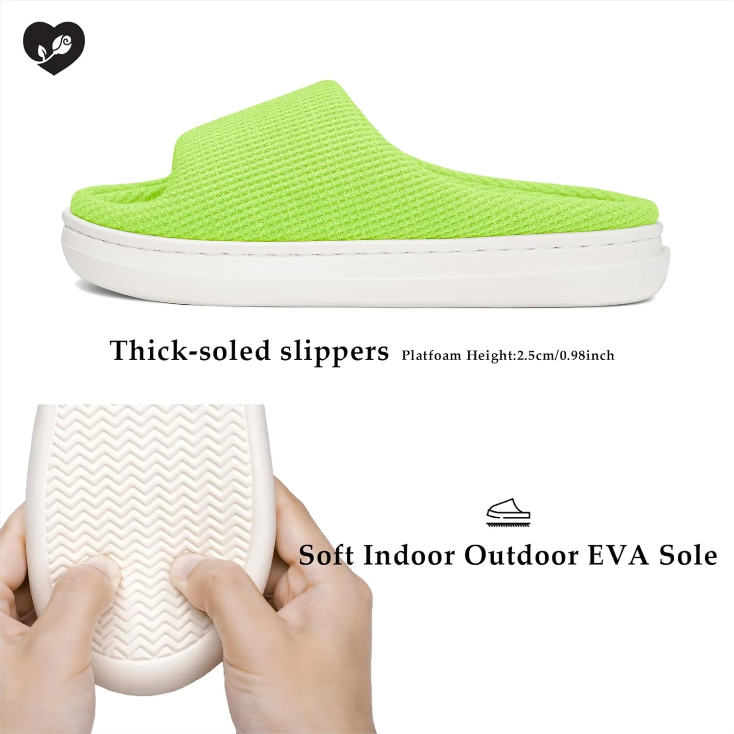 SOULROSE Summer House Memory Foam Slippers Comfy Spa Bedroom Slides Women Cloud Lightweight Waffle Cozy Open Toe Indoor Outdoor Platform Shoes