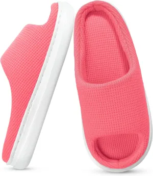 SOULROSE Summer House Memory Foam Slippers Comfy Spa Bedroom Slides Women Cloud Lightweight Waffle Cozy Open Toe Indoor Outdoor Platform Shoes