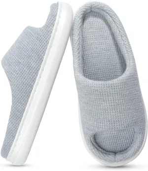 SOULROSE Summer House Memory Foam Slippers Comfy Spa Bedroom Slides Women Cloud Lightweight Waffle Cozy Open Toe Indoor Outdoor Platform Shoes