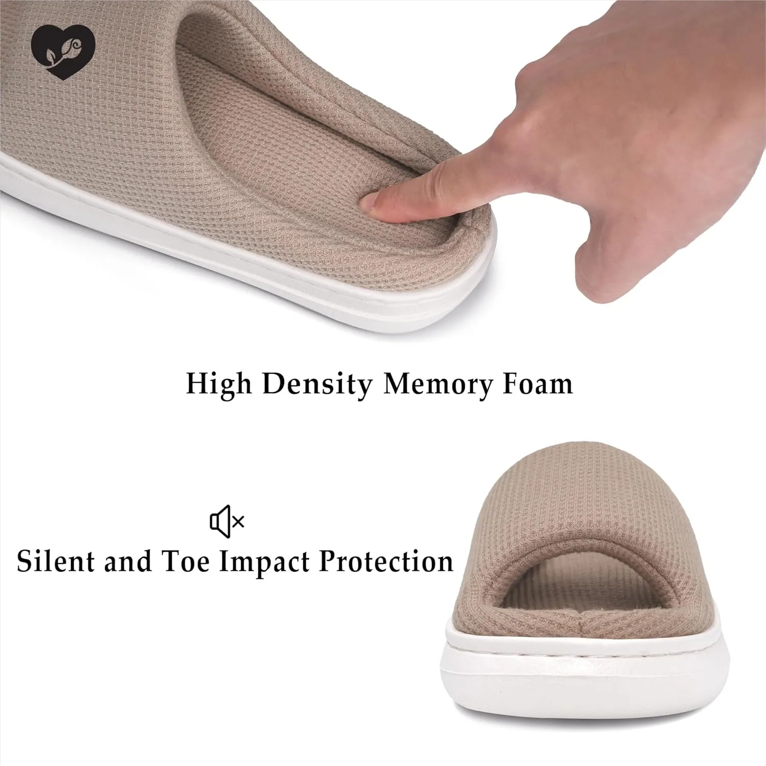 SOULROSE Summer House Memory Foam Slippers Comfy Spa Bedroom Slides Women Cloud Lightweight Waffle Cozy Open Toe Indoor Outdoor Platform Shoes