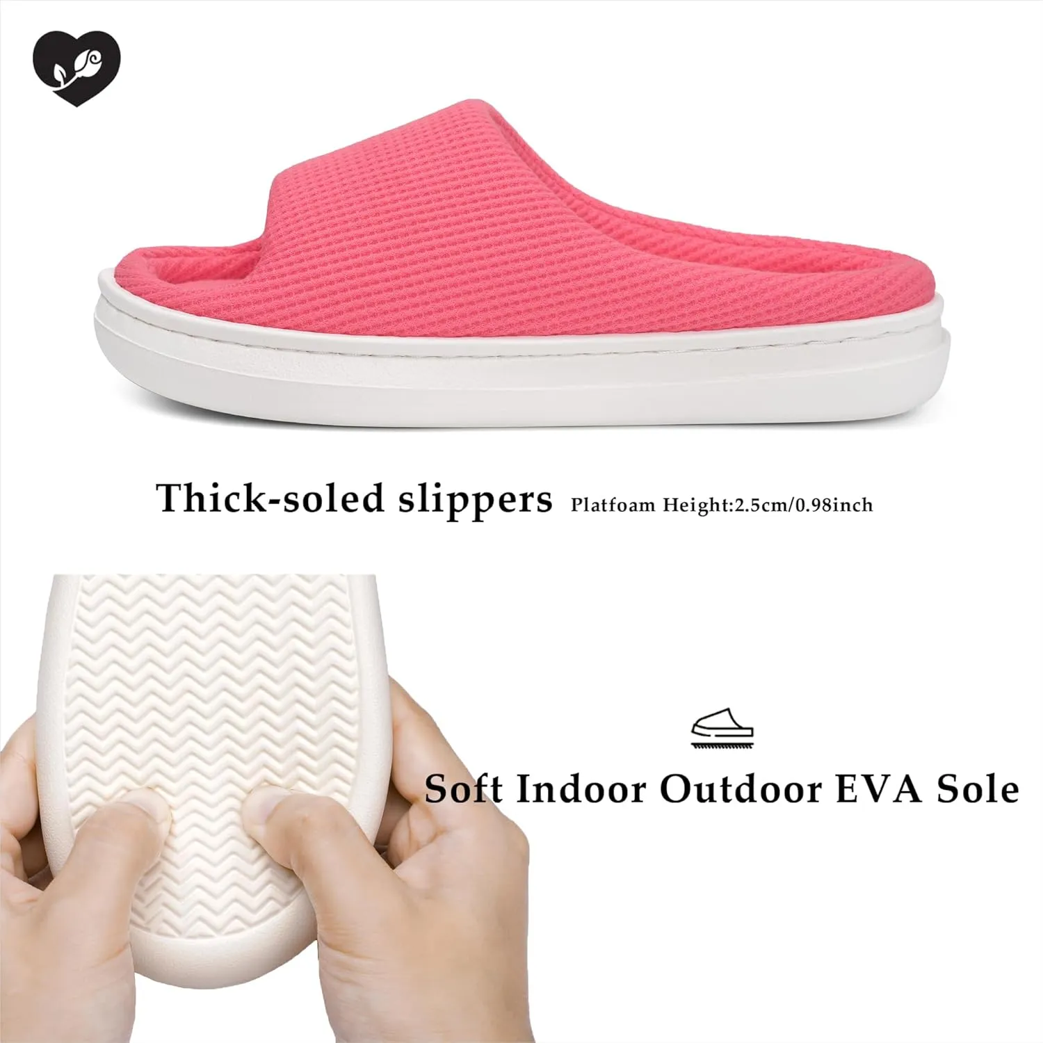 SOULROSE Summer House Memory Foam Slippers Comfy Spa Bedroom Slides Women Cloud Lightweight Waffle Cozy Open Toe Indoor Outdoor Platform Shoes