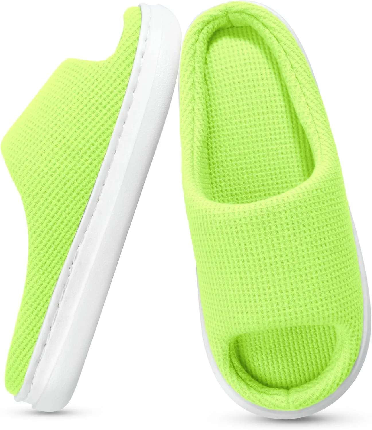 SOULROSE Summer House Memory Foam Slippers Comfy Spa Bedroom Slides Women Cloud Lightweight Waffle Cozy Open Toe Indoor Outdoor Platform Shoes