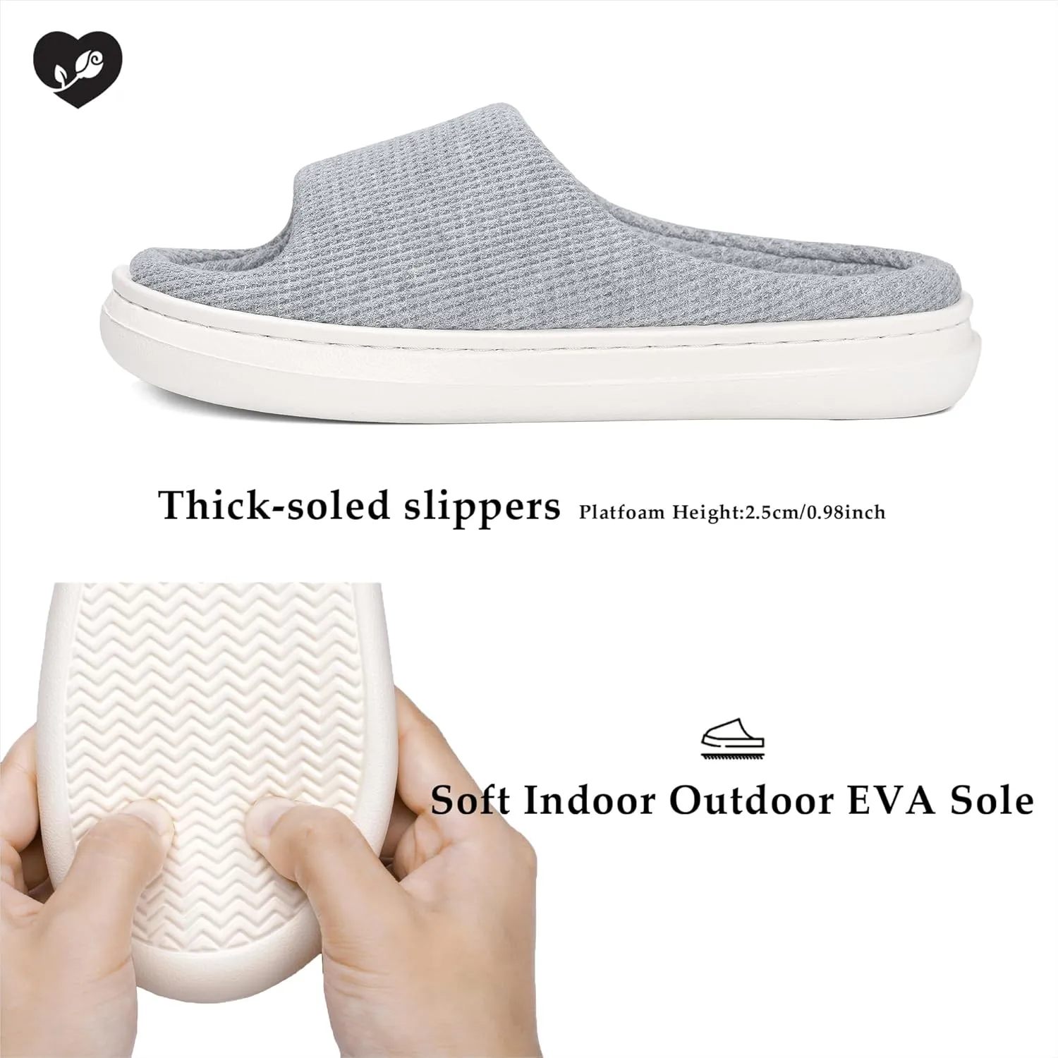 SOULROSE Summer House Memory Foam Slippers Comfy Spa Bedroom Slides Women Cloud Lightweight Waffle Cozy Open Toe Indoor Outdoor Platform Shoes