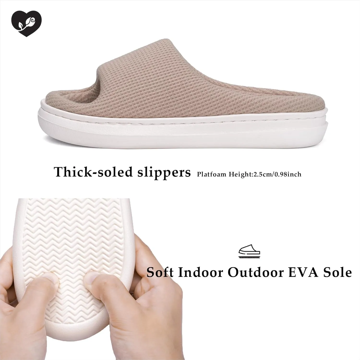 SOULROSE Summer House Memory Foam Slippers Comfy Spa Bedroom Slides Women Cloud Lightweight Waffle Cozy Open Toe Indoor Outdoor Platform Shoes