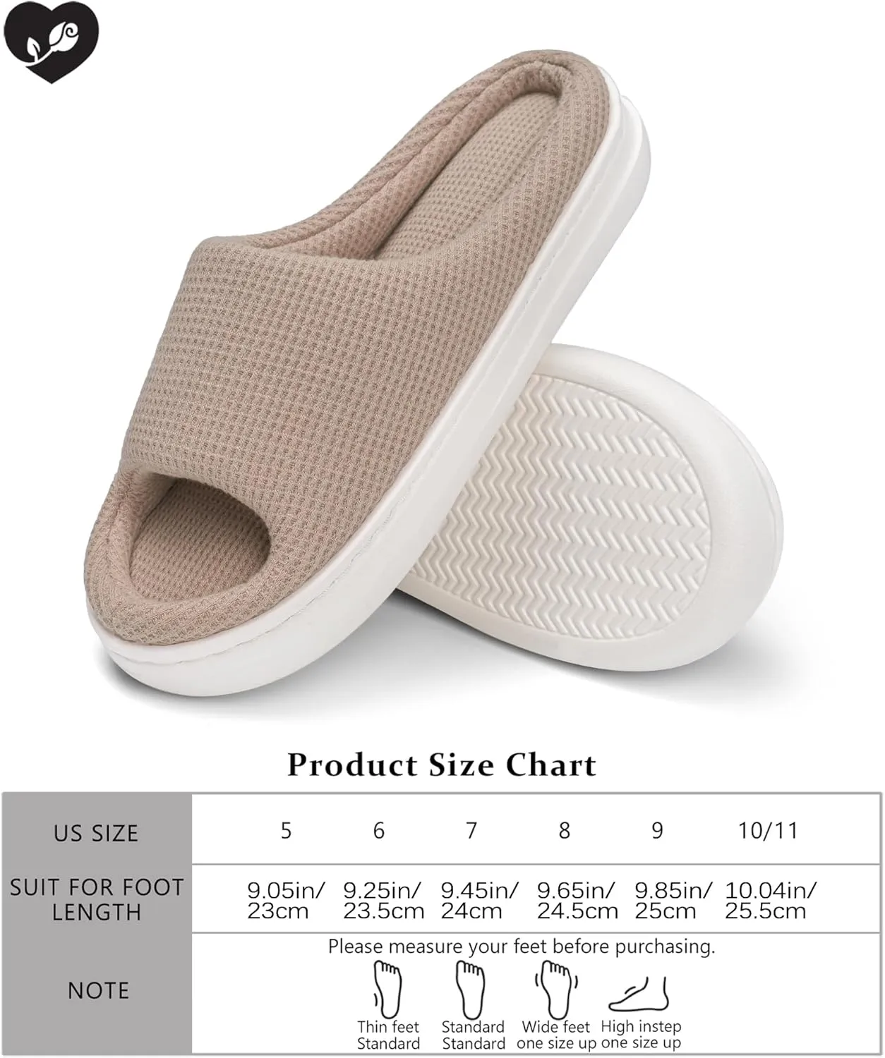SOULROSE Summer House Memory Foam Slippers Comfy Spa Bedroom Slides Women Cloud Lightweight Waffle Cozy Open Toe Indoor Outdoor Platform Shoes